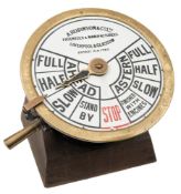 A brass engine room telegraph by A Robinson & Co Ltd, Liverpool & Glasgow:,
