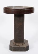 An early 20th century mahogany and brass inlaid ship's table:,