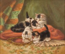 * Cornelis Raaphorst [1875-1954]- Kittens playing:- signed oil on board 34 x 42cm.
