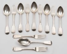 A set of six Victorian Maltese silver Fiddle pattern dessert forks, maker Emidio Critien, Valletta,