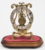A Victorian lyre shaped skeleton clock: having an eight-day duration timepiece single-fusee