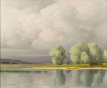 * Pierre De Clausade [1915-1976]- Le Coup De Soleil:- a river landscape signed bottom left oil on