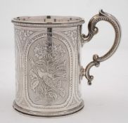 A Victorian silver mug, maker Edward & John Barnard, London, 1866: inscribed,