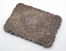 A Victorian silver card case, maker Hilliard & Thomason, Birmingham, 1859: inscribed,
