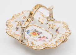 A Stevenson & Hancock Derby small basket: of shaped rectangular form,