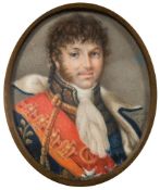 Dorothea Carter [19/20th Century]- A miniature portrait of Marshal Joachim Murat [1767-1815]:- head