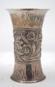 A Dutch silver waisted vase, bears import marks for London, 1898: of waisted form with flared rim,