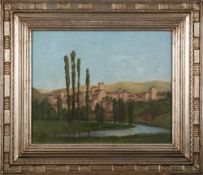 Isabelle Ann Dods Withers [1876-1939]- On the Lot at Cahors:- signed and inscribed on a label