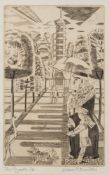 * Edward Bawden [1903-1989]- The Pagoda:- etching signed,