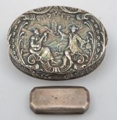 A Dutch silver snuff box: of oval outline,