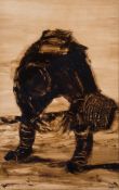 * Anthony Amos [1950-2010]- Beach Combing:- signed bottom right oil on board 33 x 20.5cm.