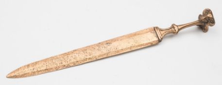 A Chinese archaic-style patinated bronze dagger and a polished bronze dagger: the first with