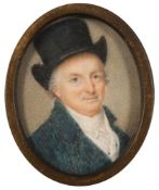 Circle of Johann Heinrich Hurter [1734-1799]- A miniature portrait of a lady with rosy cheeks:- and