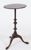 A Georgian mahogany oval occasional table:, on turned, spirally fluted and knopped stem,