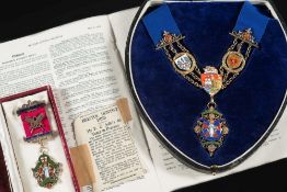 A cased silver gilt and enamel regalia for the Incorporated Dental Society Western Counties branch: