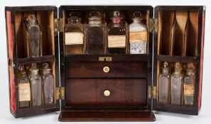 A 19th century mahogany apothecary's chest: of rectangular outline,
