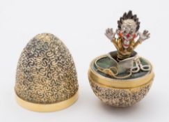 A Stuart Devlin silver-gilt egg, London 1980:,