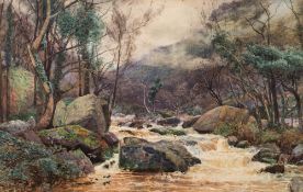 William Widgery [1822-1893]- 'On The Lyn, North Devon':- watercolour 40 x 63cm.