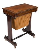 An early 19th Century rosewood and burr walnut, crossbanded work table:,