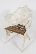 A Victorian cast iron fern pattern garden armchair:,