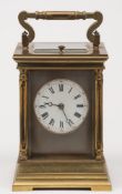 A French Anglaise carriage clock: the eight-day duration movement having a platform lever