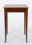 An early 19th Century mahogany and inlaid rectangular work table:,