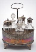 A George III silver cruet stand, maker CF possibly Charles Fox I, London, 1818: of oval outline,