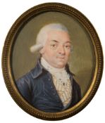 English School 18/19th Century- A miniature portrait of a gentleman:-, head and shoulders,