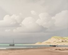 * Pierre De Clausade [1910 - 1976]- La Plage:- Coastal scene with boats: signed bottom left oil on