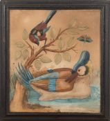 Circle of Samuel Dixon, three ornithological basso relievo watercolours: depicting parrots,