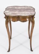 A late 19th Century French mahogany and gilt metal mounted centre table:,
