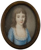 Follower of Andrew Plimer [19th Century]- A miniature portrait of a girl:, bust-length,