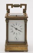 A small Anglaise pillared French carriage clock: the eight-day duration movement having a replaced