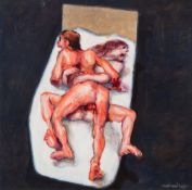 * Robert O Lenkiewicz [1941-2002] - Lovers tearing each other apart:- oil on paper laid on