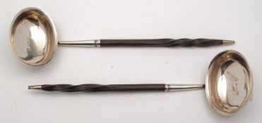 A pair of George III Scottish silver toddy ladles, maker George McHattie, Edinburgh,