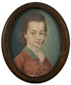 English School 18/19th Century- A miniature portrait of a young man, head and shoulders,