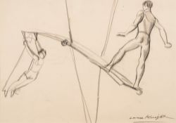 * Dame Laura Knight [1877-1970]- Acrobats:- signed Laura Knight bottom right pencil drawing 23.