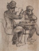 * Anthony Amos [1950-2010]- Gentlemen drinking beer at a pub table:- signed bottom right pen and