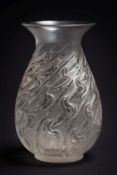 A Lalique glass vase 'Canards': of pear shaped form with flaring neck,
