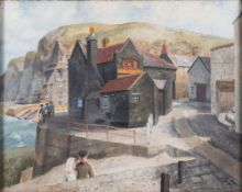 * Richard Eurich O.B.E., R.A. [1903-1992]- The Cod and Lobster, Staithes:- signed R.