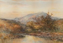 William Widgery [1822-1893]- Upland river landscape at sunset,
