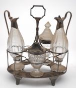 A George III silver cruet stand, maker Henry Chawner, London, 1795: of oval outline,