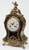 A French green boulle mantel clock: the eight-day duration movement striking the hours and
