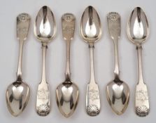 A set of six George IV provincial fiddle and thread pattern teaspoons, maker Thomas Wheatley,
