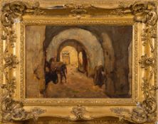 Frederick William Jackson [1859-1918]- Bazaar in Tunis:- signed bottom left inscribed on a City of