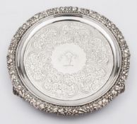 A Victorian silver waiter, maker Mackay Cunningham & Co, Edinburgh, 1869: crested,