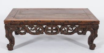 A Chinese hardwood rectangular urn table:,
