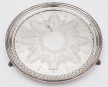 A Victorian silver salver, maker Walker & Hall, Sheffield, 1892: of circular outline,