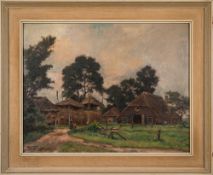 * Johannes Elsinga [1893-1969] - A Farmstead: signed and dated 1957 oil on board 34 x 45cm.