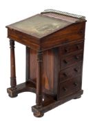 A George IV rosewood davenport:,